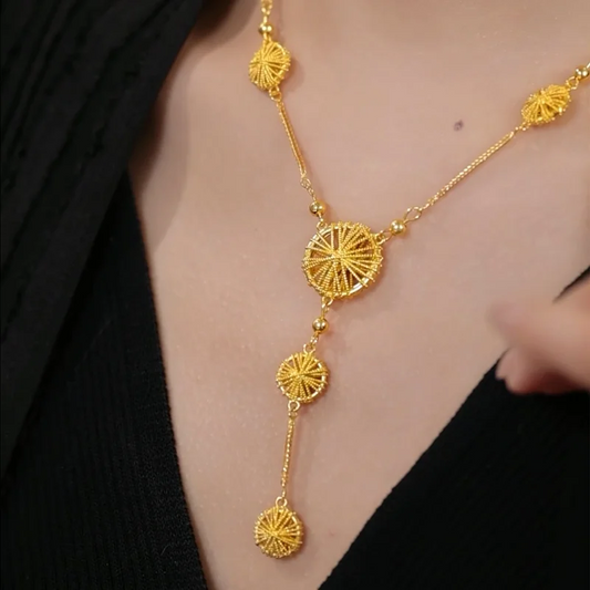 24K Gold Plated Circle Tassel Necklace