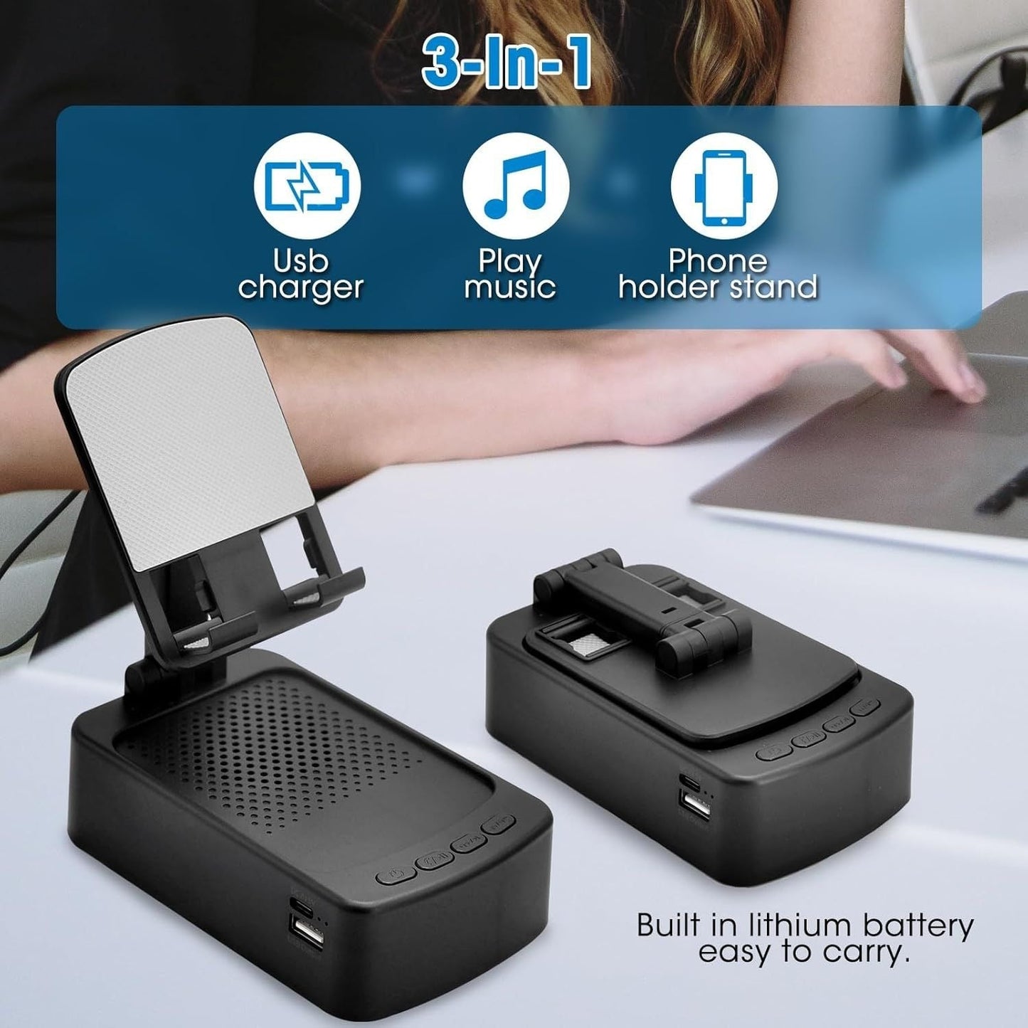Mobile Phone Holder with Bluetooth Speaker