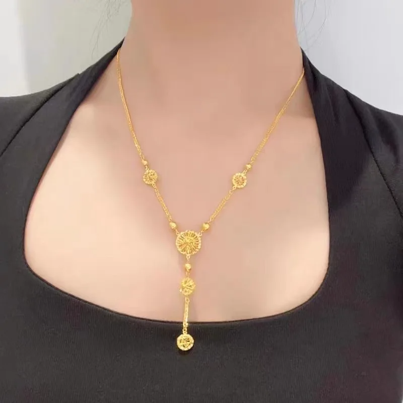 24K Gold Plated Circle Tassel Necklace